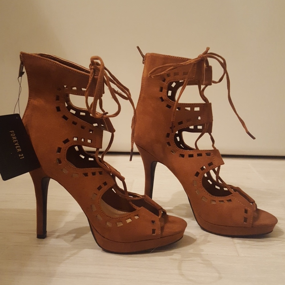 Faux suede gladiator heeled sandals